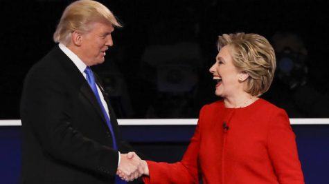Goldman, David. Republican Presidential Nominee Donald Trump Shakes Hands with Democratic Presidential Nominee Hillary Clinton after the Presidential Debate at Hofstra University. Digital image. The Most Memorable Moments from the First Presidential Debate. Los Angeles Times, 26 Sept. 2016. Web. 27 Sept. 2016.
