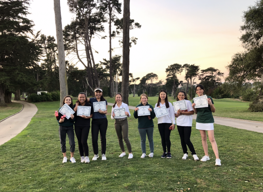 The 2020 SHC Girls Varsity Golf team receives their end-of-season awards. It is uncertain if this years team will have the same opportunity.