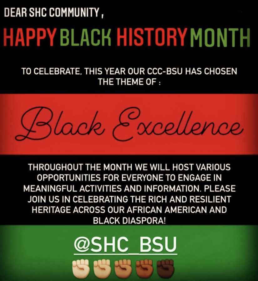 This+February%2C+SHC%E2%80%99s+Black+Student+Union+is+making+a+concerted+effort+to+celebrate+African-American+History+and+uplift+Black+voices+within+the+SHC+community.+