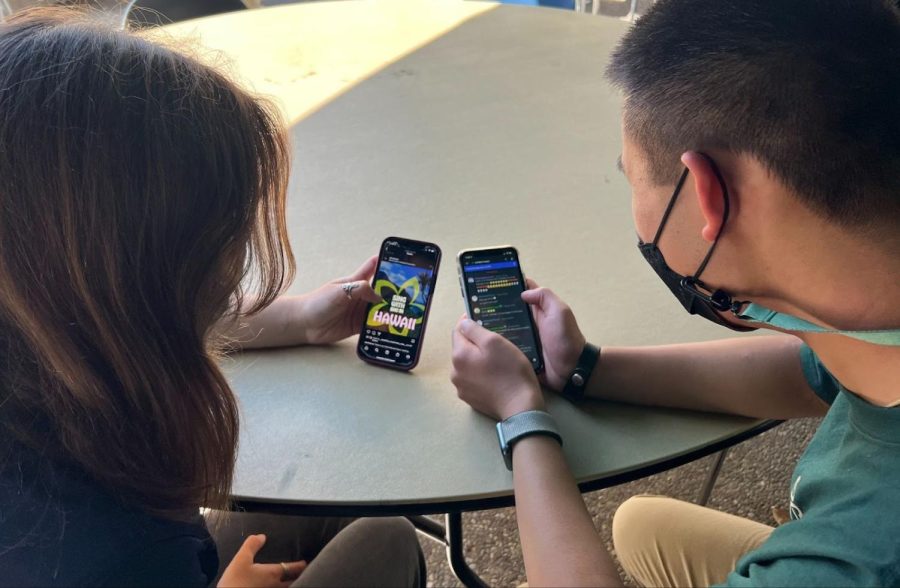 Students share their social media profiles on SHCs plaza.