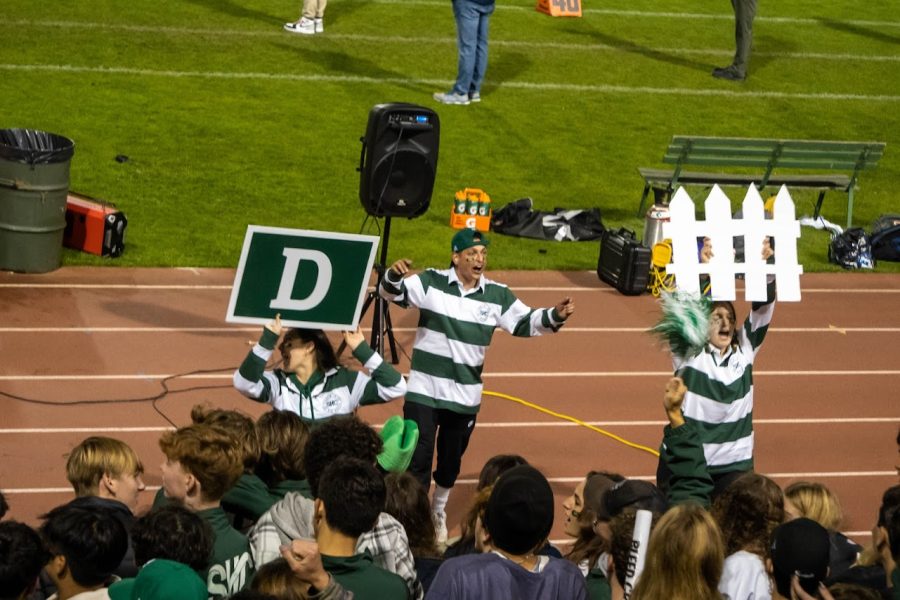 The SHC cheer squad during the football Bruce-Mahoney at Kezar stadium.