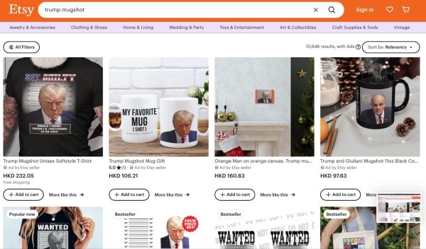 (A wide array of Trump merchandise available on Etsy, a popular online store)        

