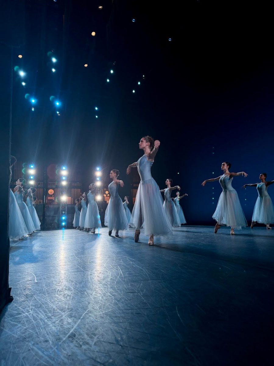 In the wings, during serenade.