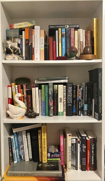 Lily's authentically decorated and designed bookshelf.