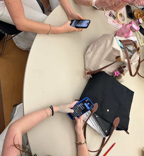 Phone use among teens during lunch time, a time for in-person socializing.